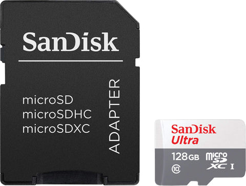 Tarjeta de Memoria SanDisk Ultra 128GB microSD XC con Adaptador/ Clase 10/ 80MB/s