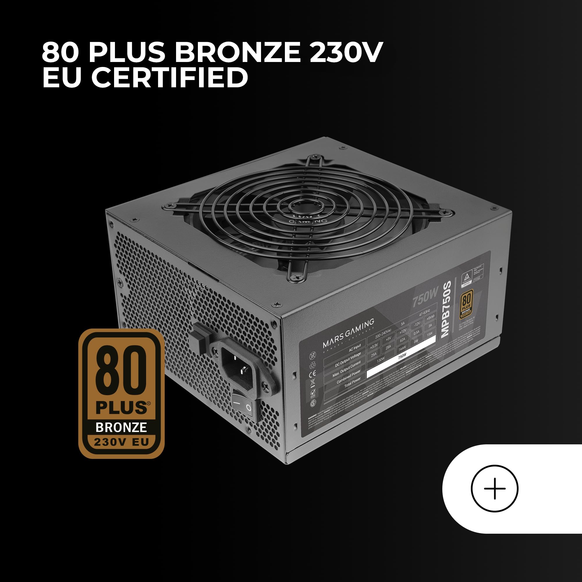 Fuente de Alimentación Mars Gaming MPB750S/ 750W/ Ventilador 12cm/ 80 Plus Bronze