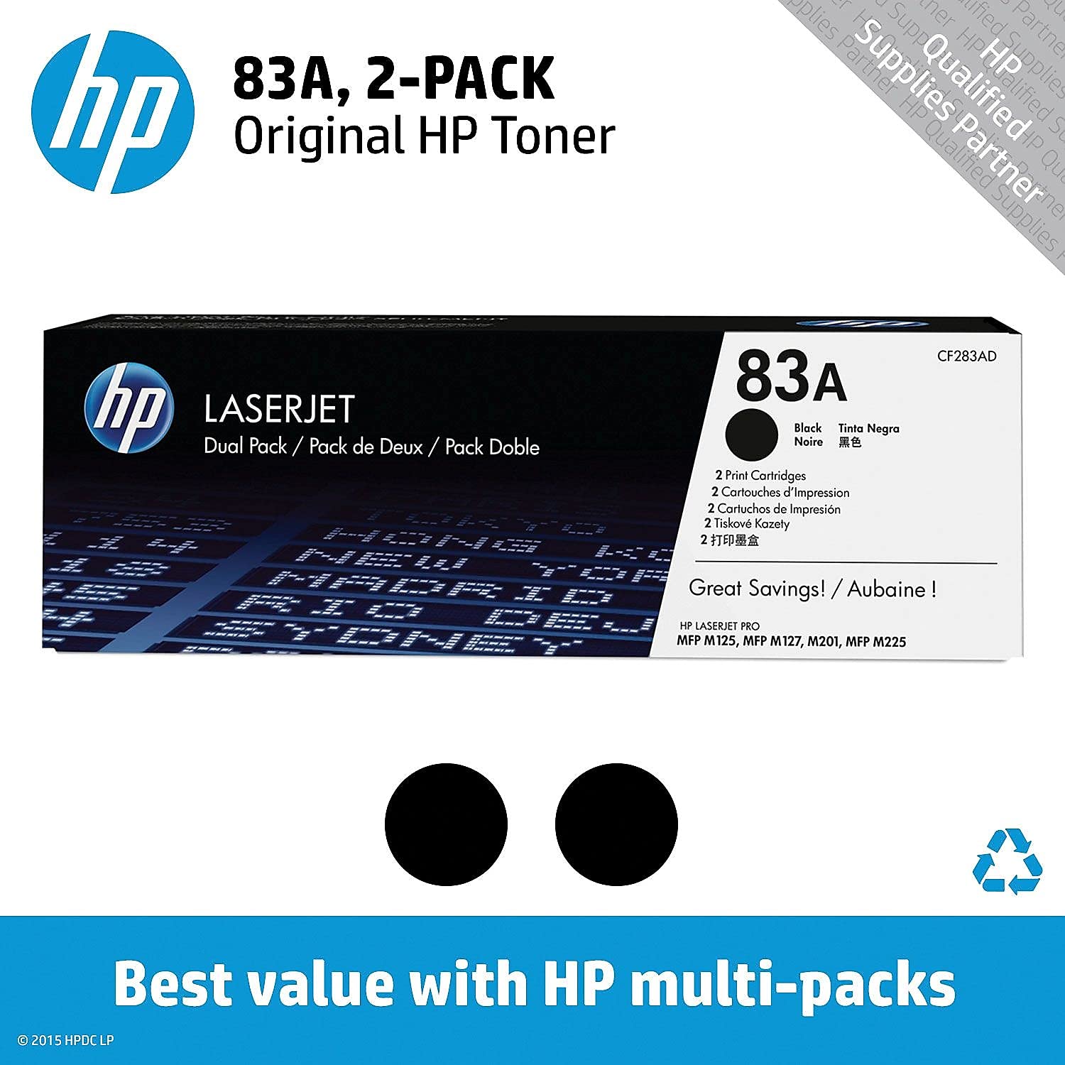 Tóner Original HP nº83A Multipack/ 2x Negro