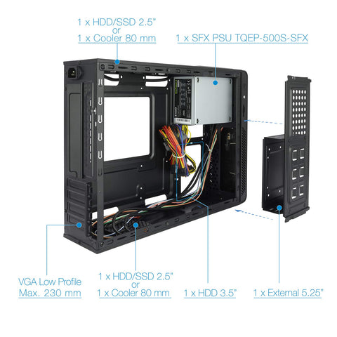 Caja Sobremesa Slim TooQ TQC-3006DU3C con Fuente 500W