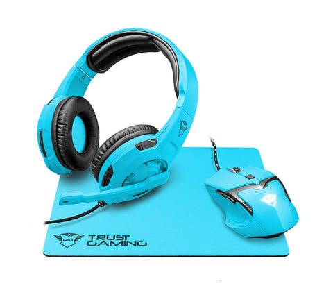 Trust Gaming GXT 790-SB Spectra - Pack Gaming 3 en 1: Auriculares, ratón y Alfombrilla, Azul