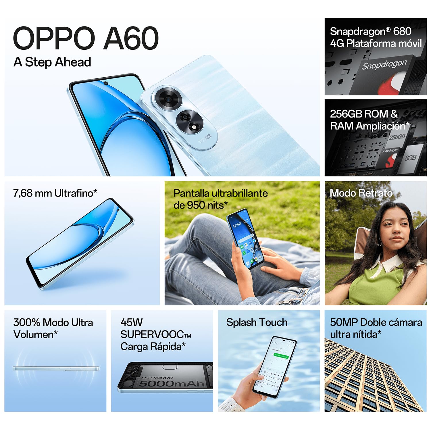 Smartphone Oppo A60 8GB/ 256GB/ 6.67'/ Azul Ondulado