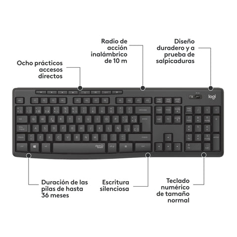 Teclado y Ratón Inalámbricos Logitech Silent Touch MK295/ Grafito