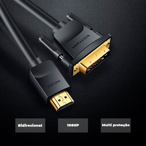 Cable Conversor Vention ABFBF/ DVI Macho - HDMI Macho/ 1m/ Negro