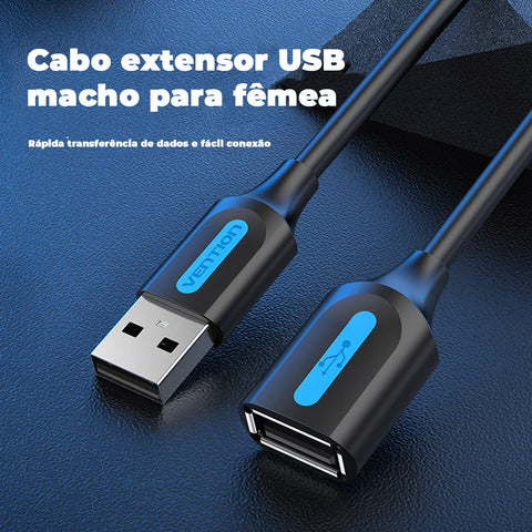 Cable Alargador USB 2.0 Vention CBIBJ/ USB Macho - USB Hembra/ 480Mbps/ 5m/ Negro