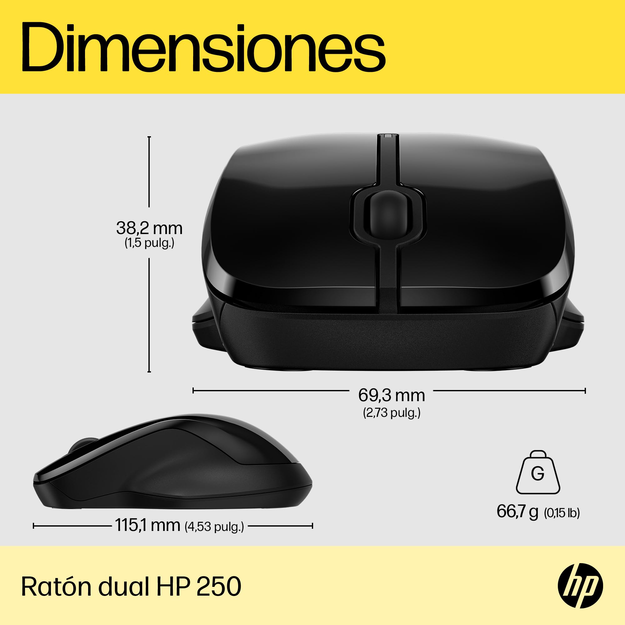 Ratón Inalámbrico HP 250 Dual/ Hasta 1600 DPI