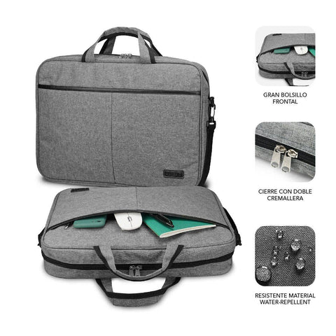 Maletín Subblim Elite Laptop Bag para Portátiles hasta 15.6'/ Cinta para Trolley/ Gris