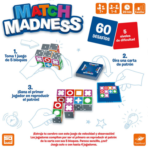 SD GAMES - Juego de Mesa Match Madness, Edad 7+, Juego de Velocidad y Percepción