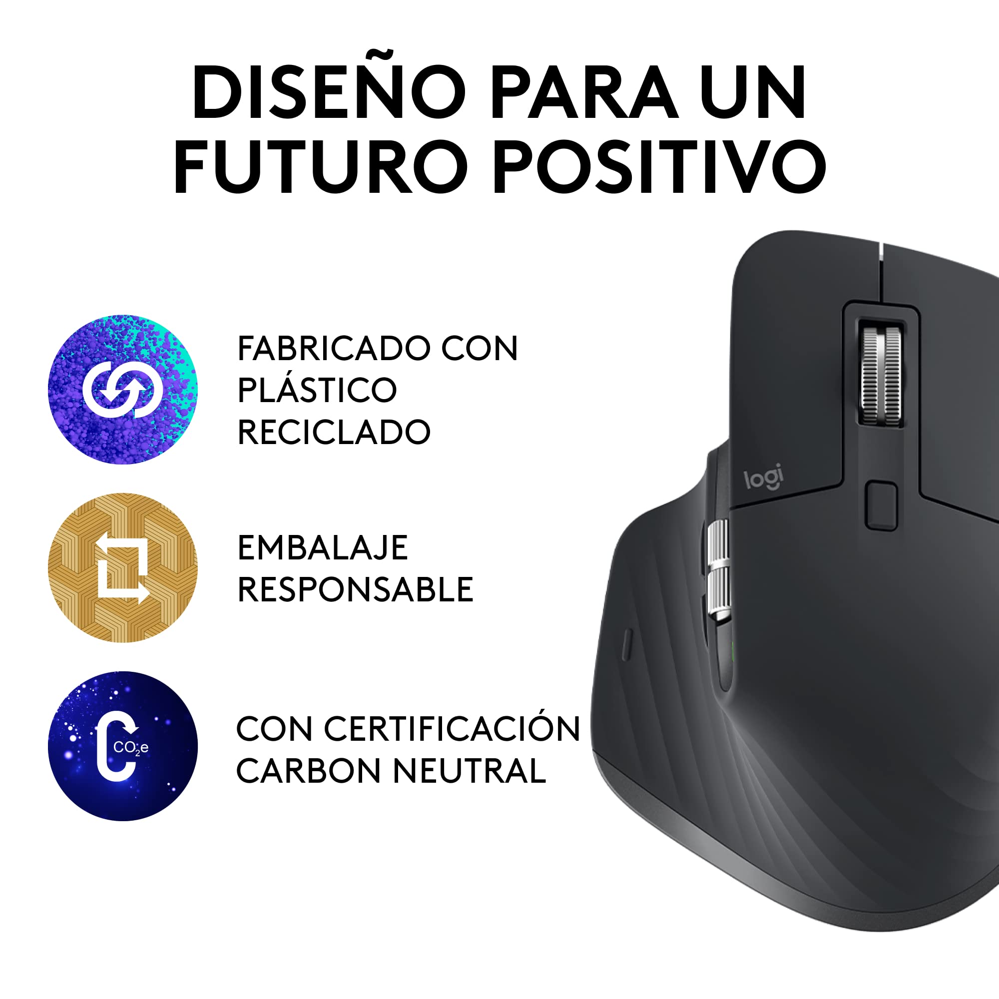 Ratón Ergonómico Inalámbrico por Bluetooth Logitech MX Master 3S/ Batería recargable/ Hasta 8000 DPI/ Grafito