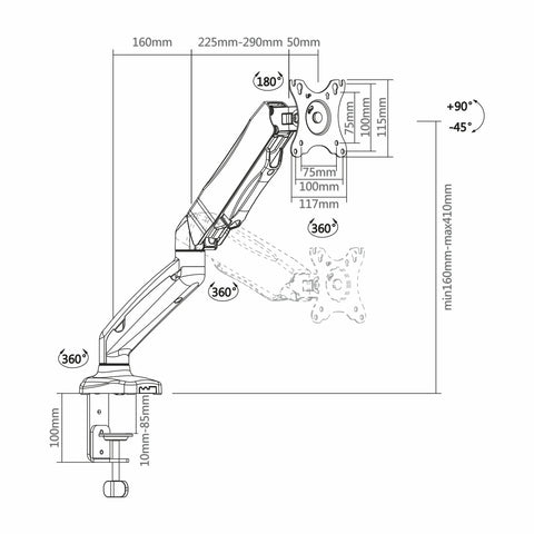 Soporte para Monitor Aisens DT27TSR-043/ hasta 9kg