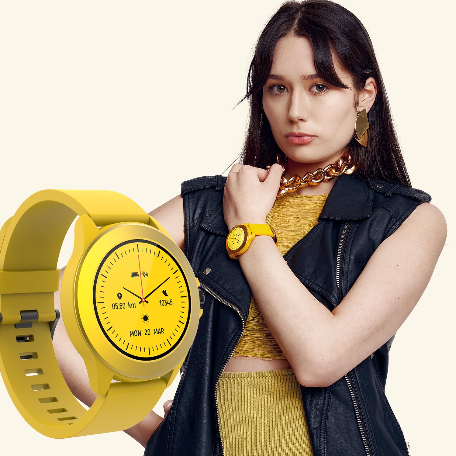 Smartwatch Forever Colorum CW-300/ Notificaciones/ Frecuencia Cardíaca/ Amarillo