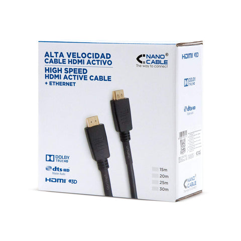 Cable HDMI 1.4 Nanocable 10.15.1820/ HDMI Macho - HDMI Macho/ 20m/ Negro