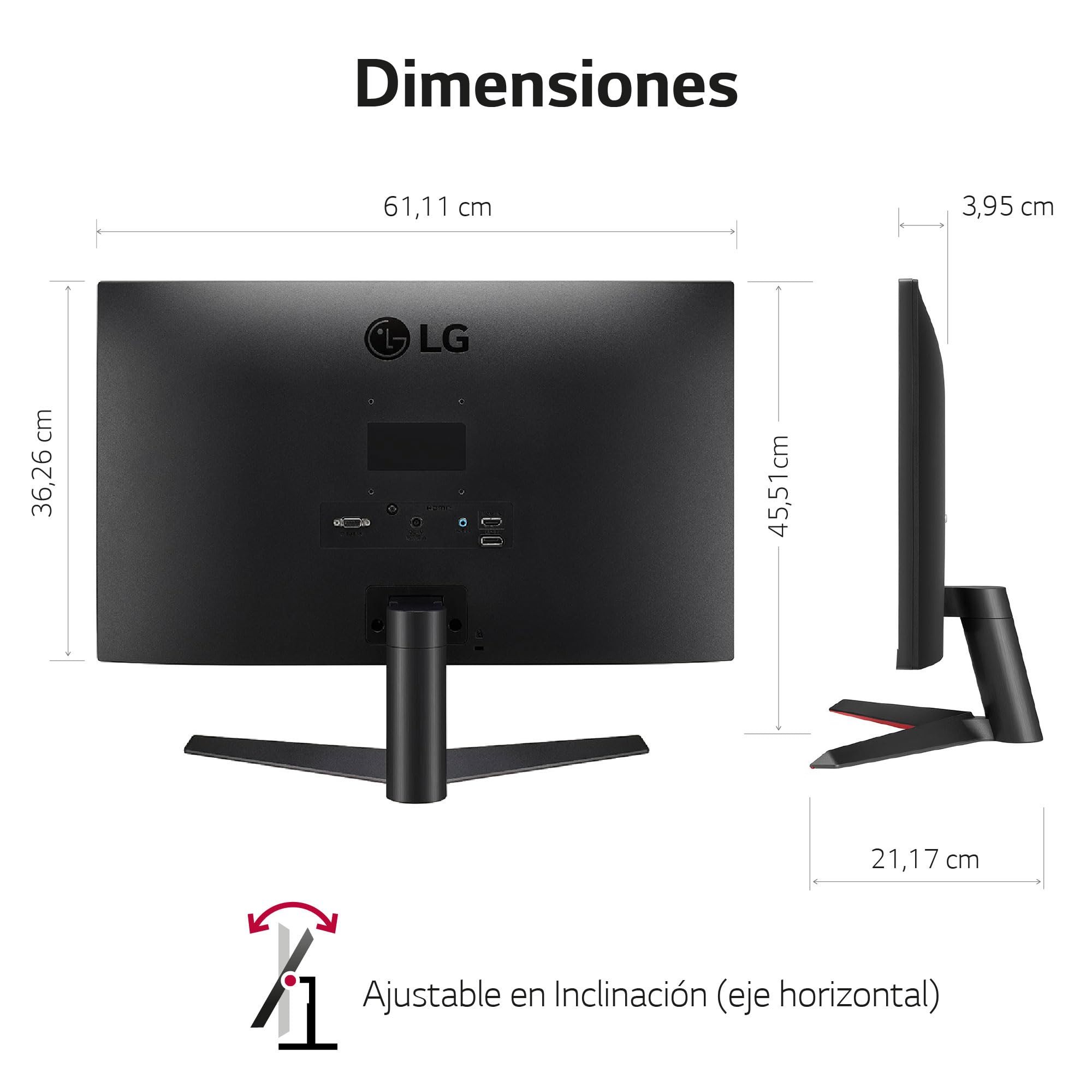 Monitor Gaming LG UltraGear 27MP60GP-B 27'/ Full HD/ 1ms/ 75Hz/ IPS/ Negro