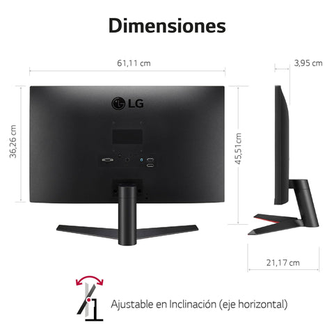 Monitor Gaming LG UltraGear 27MP60GP-B 27'/ Full HD/ 1ms/ 75Hz/ IPS/ Negro