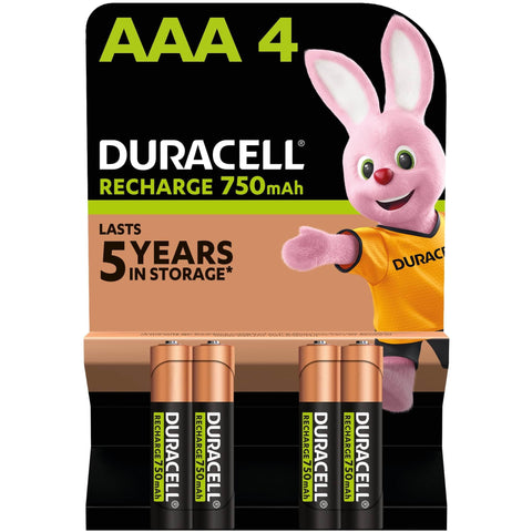 Pack de 4 Pilas AAA Duracell HR3-B/ 1.2V/ Recargables