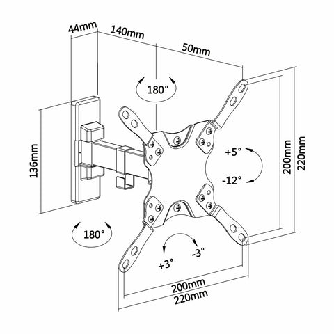 Soporte de Pared Extensible/ Giratorio/ Inclinable/ Nivelable Aisens WT42TSLE-009 para TV de 13-42'/ hasta 20kg