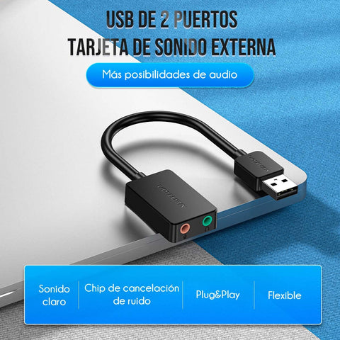 Tarjeta de Sonido Vention CDYB0/ 2.1/ Negro