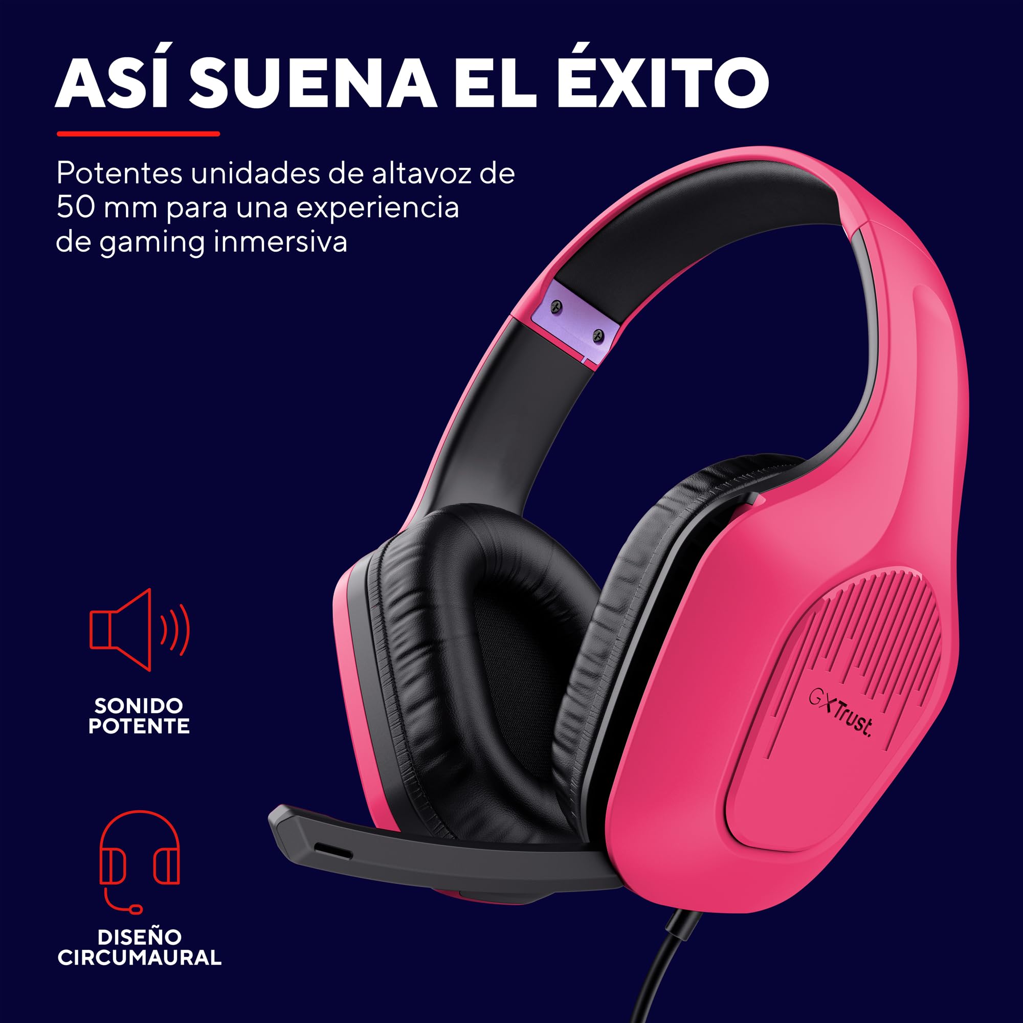 Auriculares Gaming con Micrófono Trust Gaming GXT 415 Zirox/ Jack 3.5/ Rosas