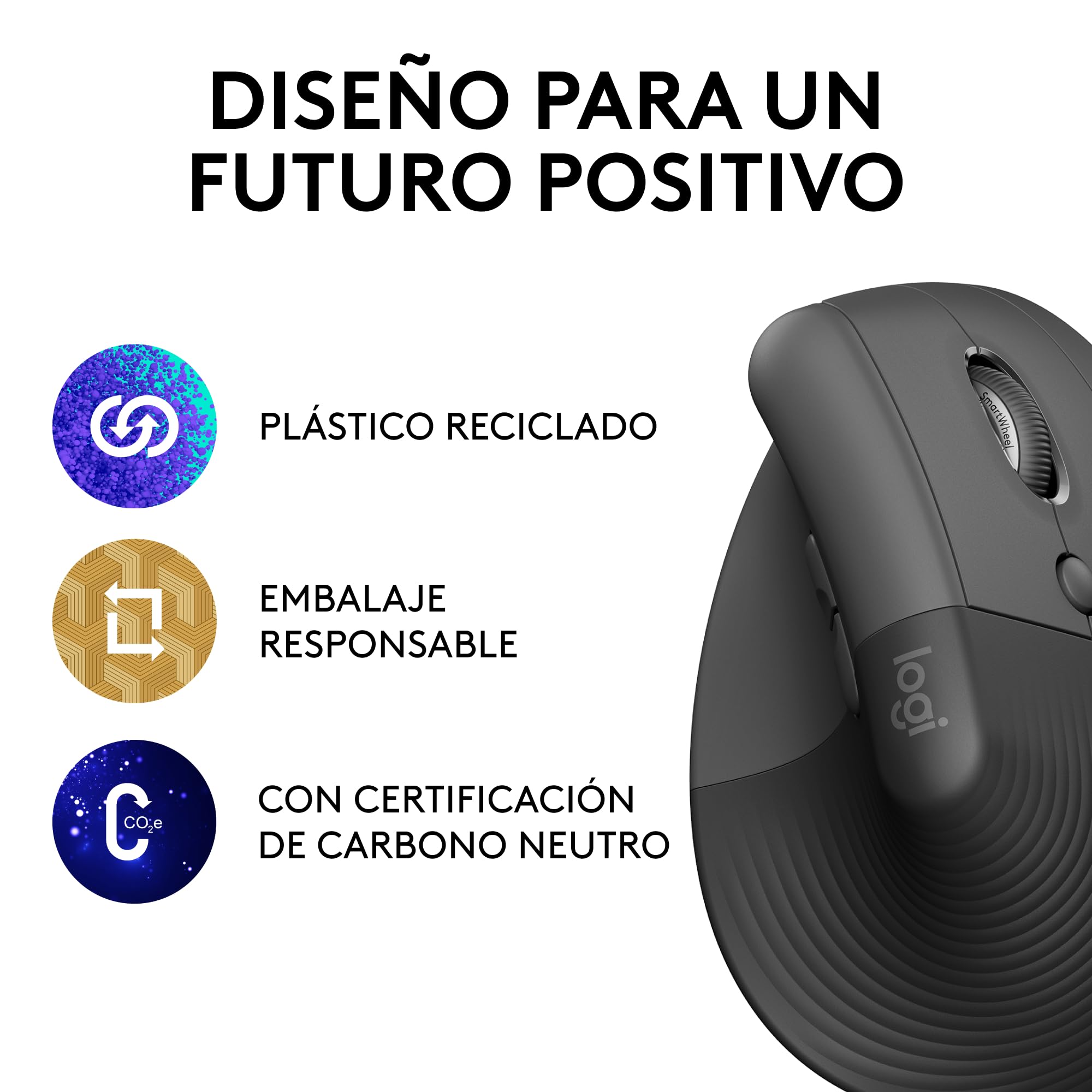 Ratón Ergonómico Inalámbrico por Bluetooth/ 2.4GHz Logitech Lift Vertical Ergonomic Mouse/ Hasta 4000 DPI/ Grafito