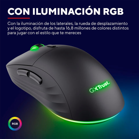 Ratón Gaming Inalámbrico Trust Gaming GXT 927 Redex Plus/ Batería Recargable/ Hasta 25600 DPI