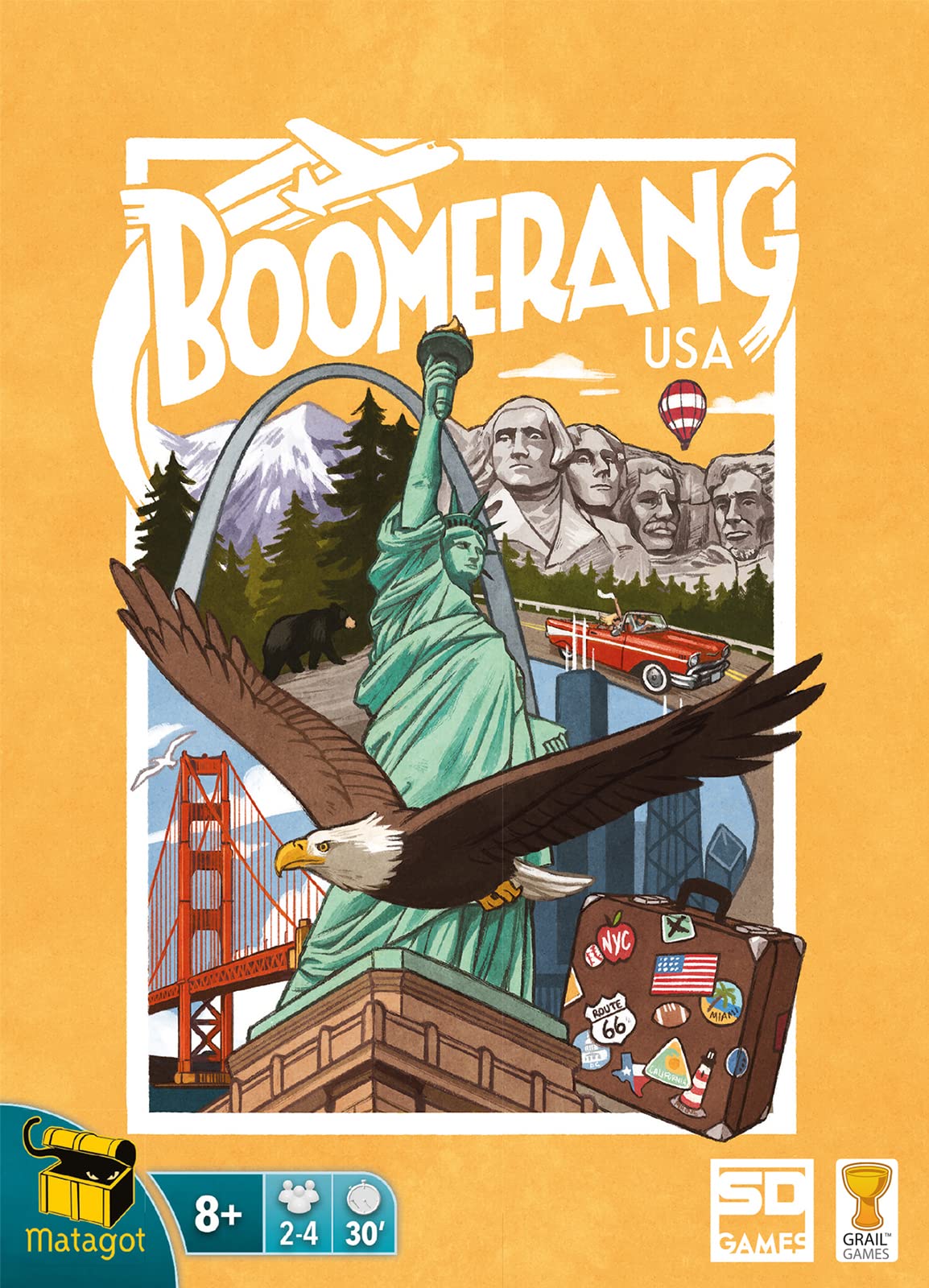 SD GAMES - Boomerang USA - Juego de Cartas - Draft, Viajes y Países - Tamaño 13X18X4cm - 328 Cartas