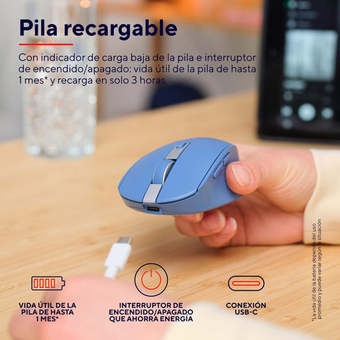 Ratón Inalámbrico por Bluetooth Trust Ozaa Compact Wireless/ Batería recargable/ Hasta 3200 DPI/ Azul