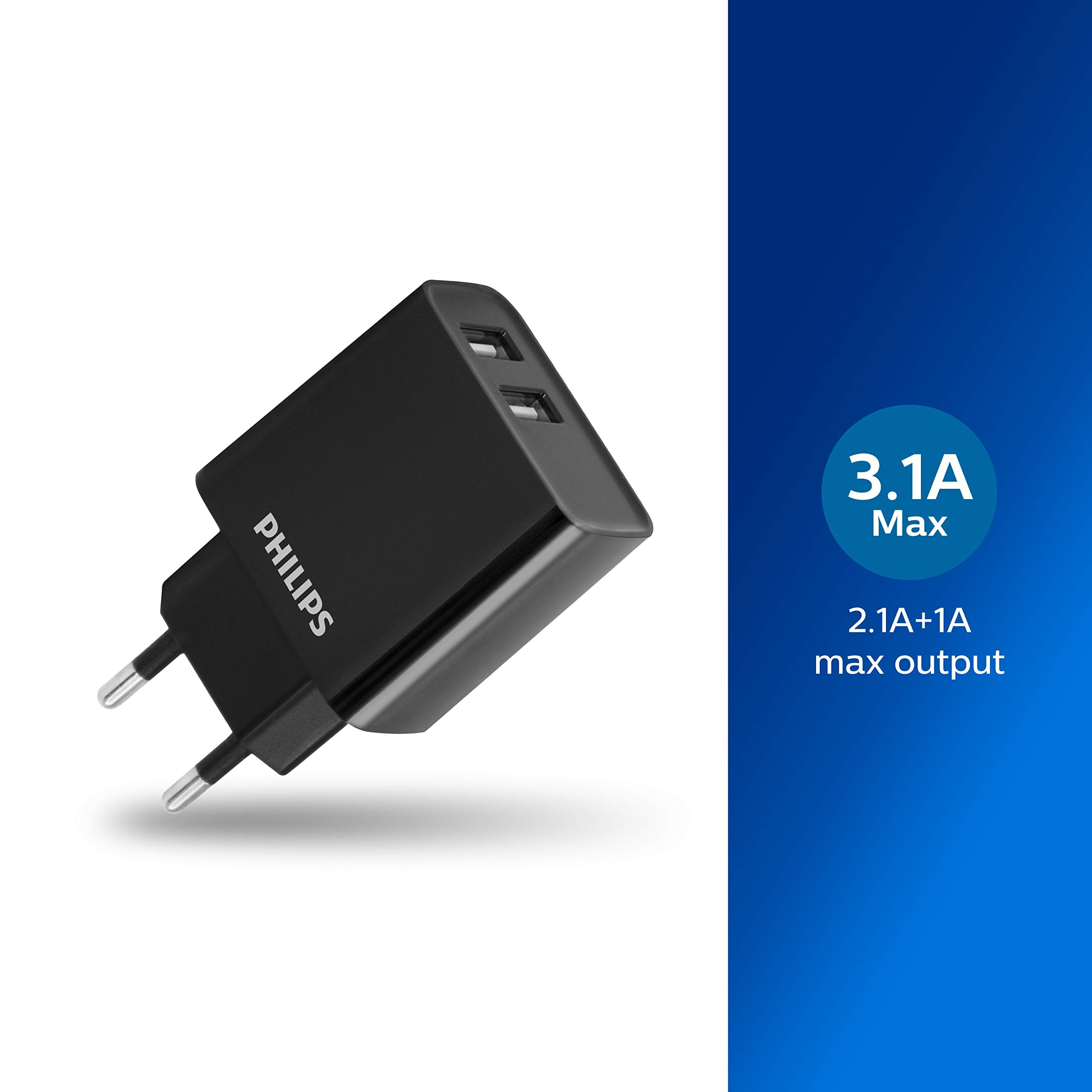 Cargador de Pared Philips DLP2610/ 2xUSB/ 15.5W