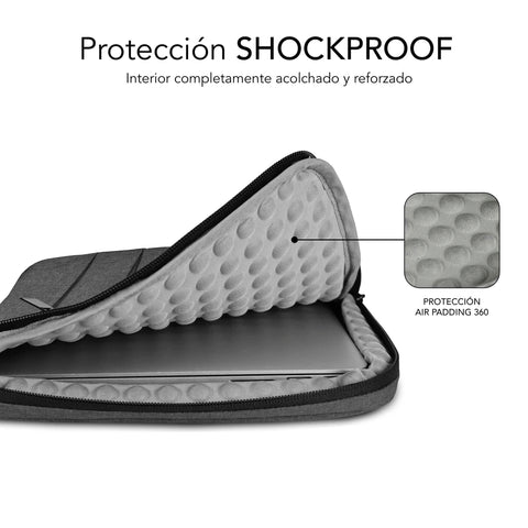 Funda Subblim Air Padding 360 Sleeve para Portátiles hasta 14'/ Gris Oscuro