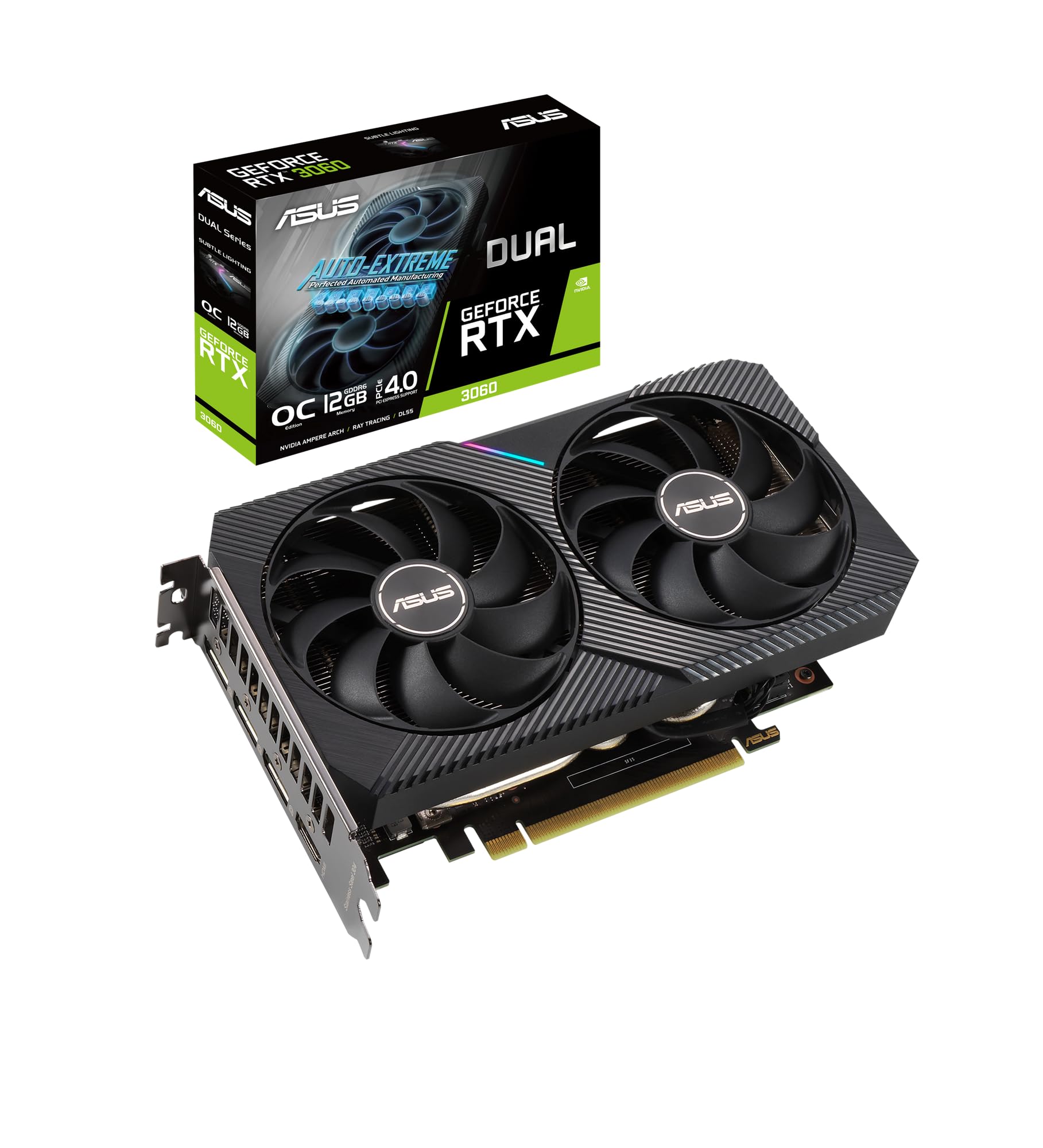 ASUS Dual NVIDIA GeForce RTX 3060 V2 OC Edition Tarjeta gráfica Gaming (PCIe 4.0, 12 GB GDDR6, HDMI 2.1, DisplayPort 1.4a, diseño de 2 Ranuras, Ventiladores Axial-Tech, Blanco