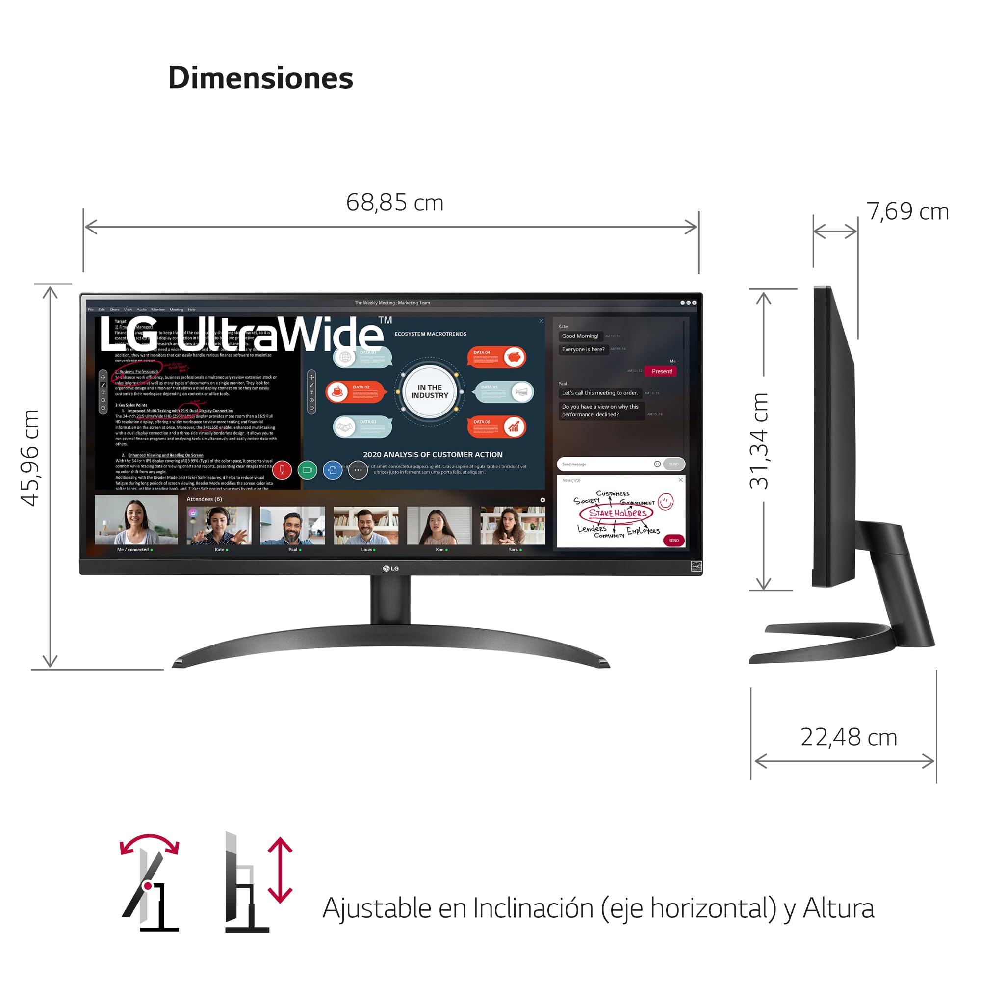 Monitor Profesional Ultrapanorámico LG 29WP500-B 29'/ WFHD/ Negro