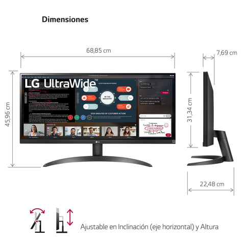 Monitor Profesional Ultrapanorámico LG 29WP500-B 29'/ WFHD/ Negro