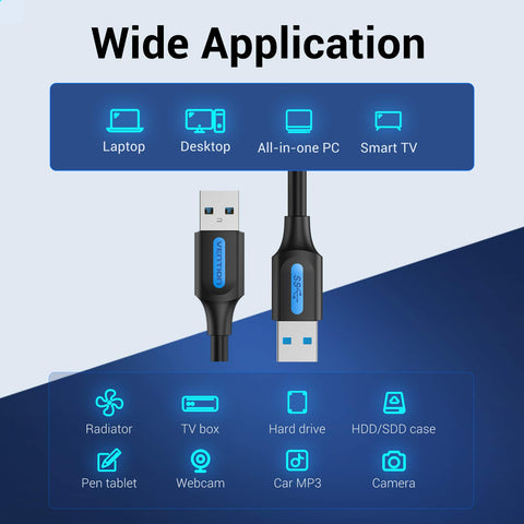 Cable USB 3.0 Vention CONBI/ USB Macho - USB Macho/ 5Gbps/ 3m/ Negro