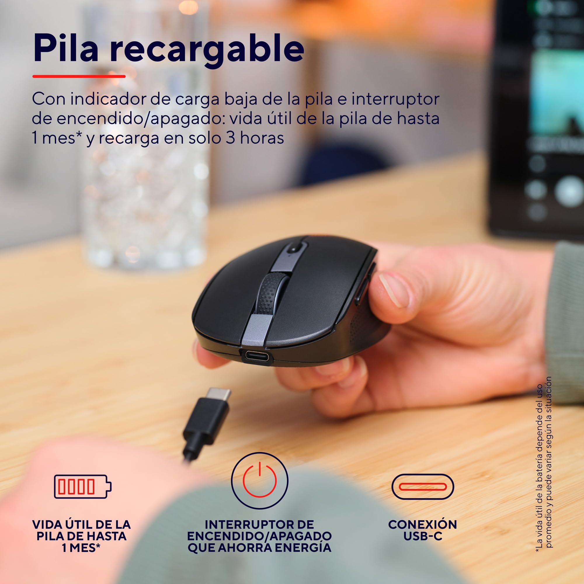 Ratón Inalámbrico por Bluetooth Trust Ozaa Compact Wireless/ Batería recargable/ Hasta 3200 DPI/ Negro