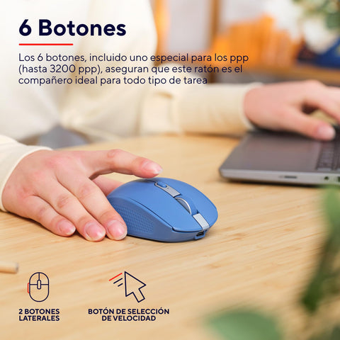 Ratón Inalámbrico por Bluetooth Trust Ozaa Compact Wireless/ Batería recargable/ Hasta 3200 DPI/ Azul