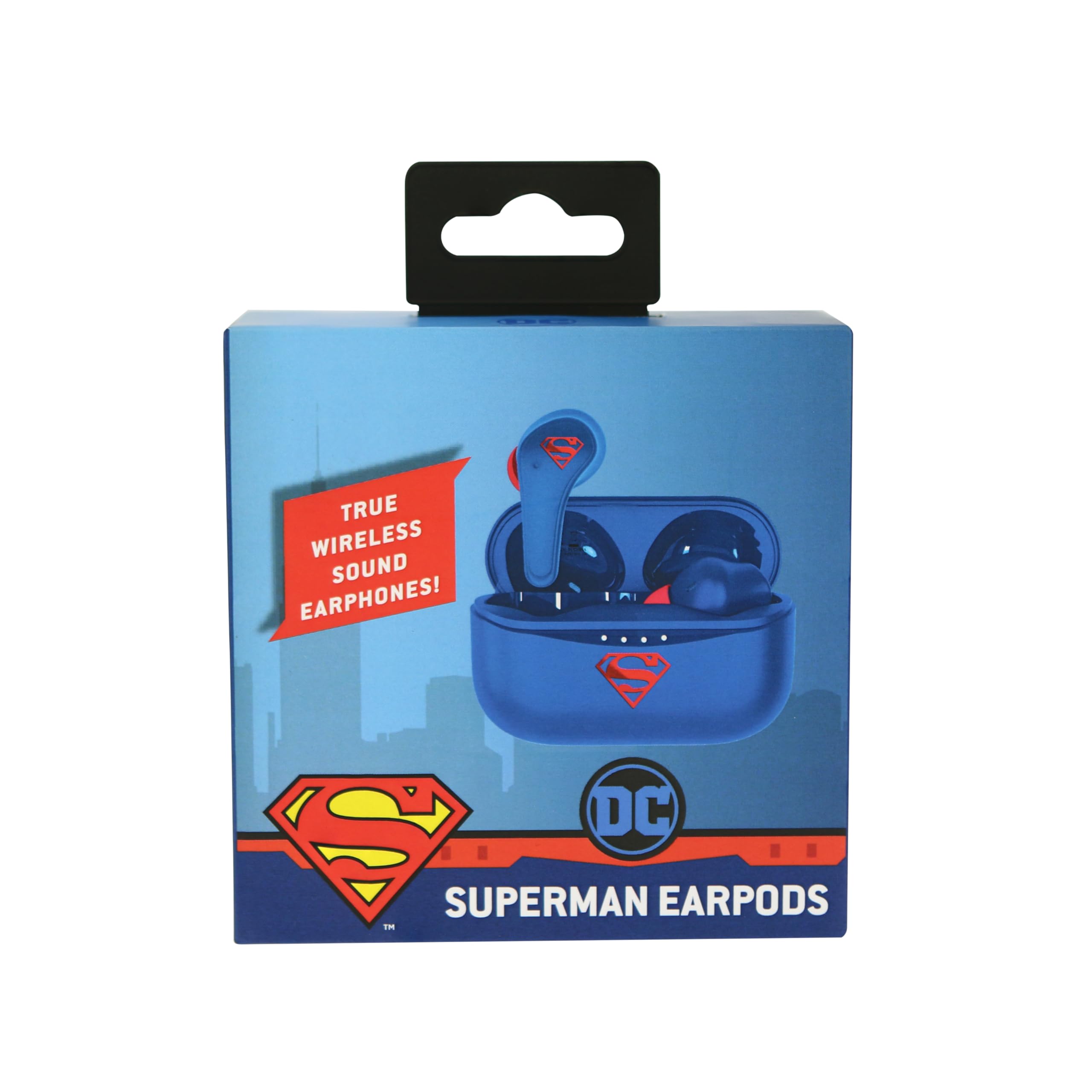 OTL Technologies - Auriculares inalámbricos Bluetooth V5.0 para niños Superman con Caja de Carga.