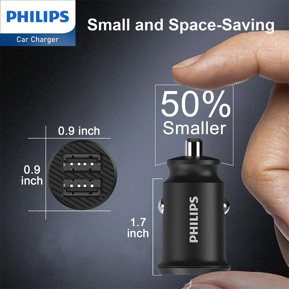 Cargador de Coche Philips DLP2510/ 2xUSB/ 12W