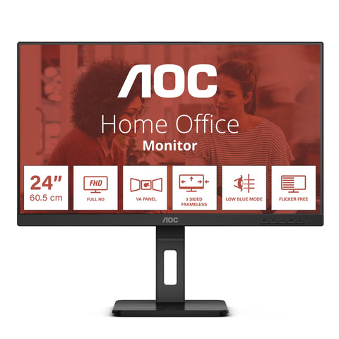 Monitor AOC 24E3QAF 23.8'/ Full HD/ Multimedia/ Regulable en altura/ Negro