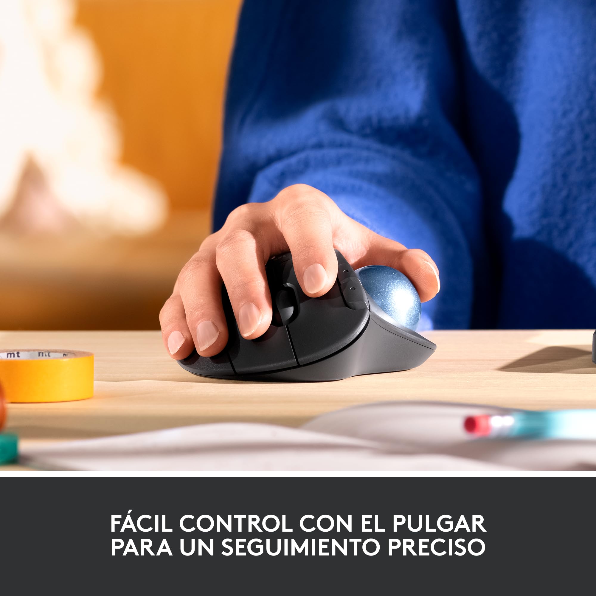 Ratón Trackball Inalámbrico por Bluetooth Logitech ERGO M575/ Hasta 2000 DPI/ Grafito