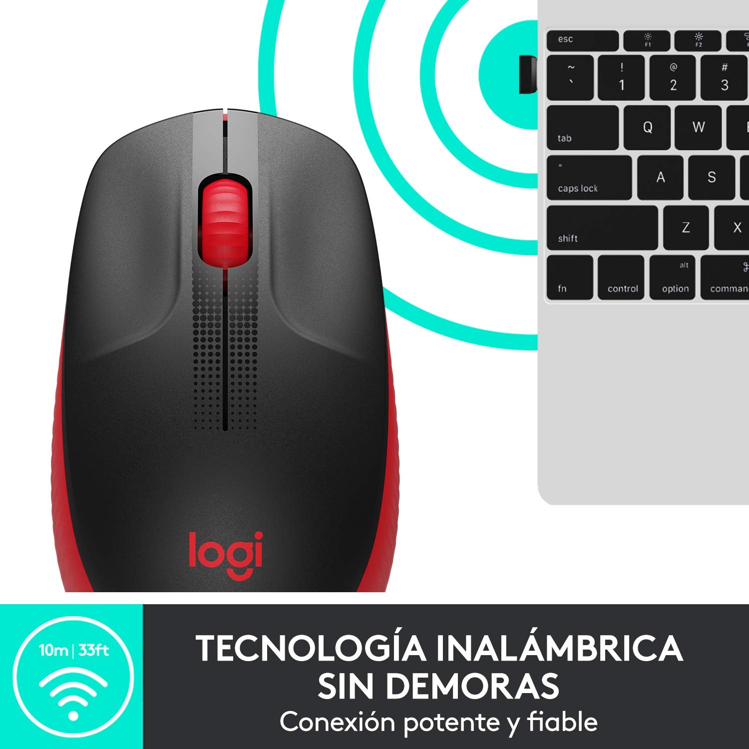 Ratón Inalámbrico Logitech M190/ Hasta 1000 DPI/ Rojo