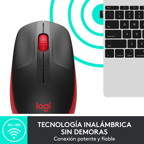 Ratón Inalámbrico Logitech M190/ Hasta 1000 DPI/ Rojo