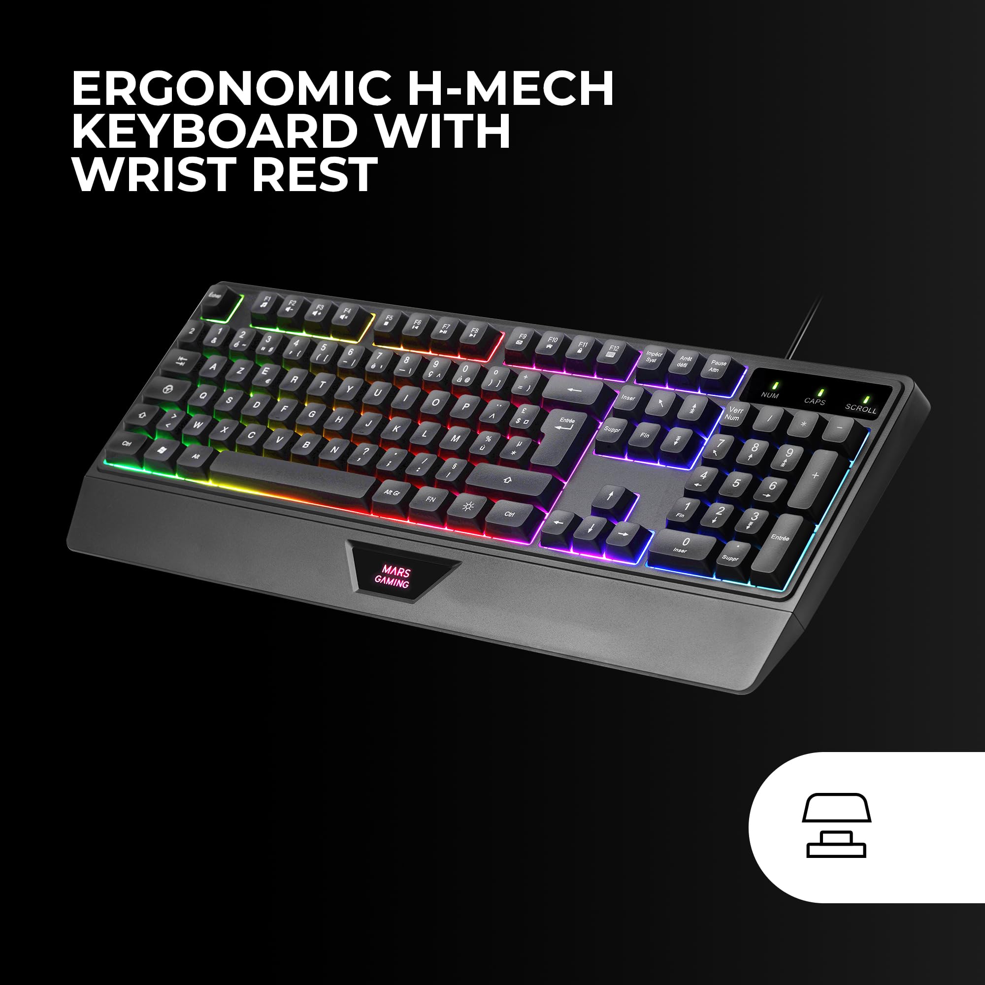 Pack Gaming Mars Gaming MCP124/ Teclado H-MECH  + Ratón Óptico + Alfombrilla/ Negro