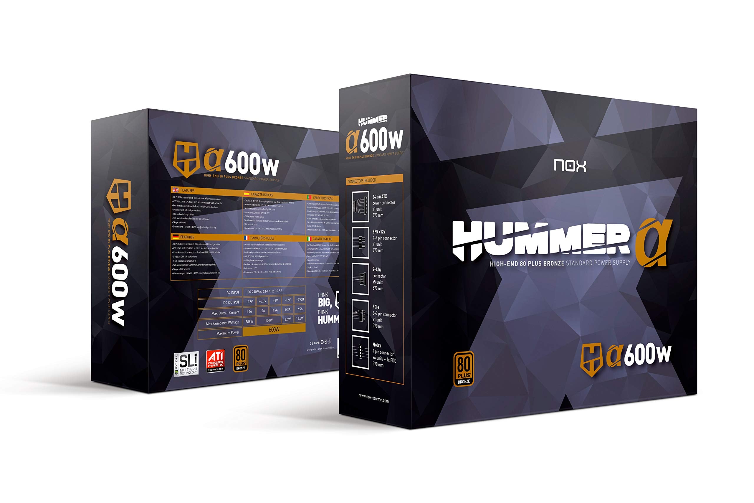 Fuente de Alimentación Nox Hummer Alpha/ 600W/ Ventilador 12cm/ 80 Plus Bronze