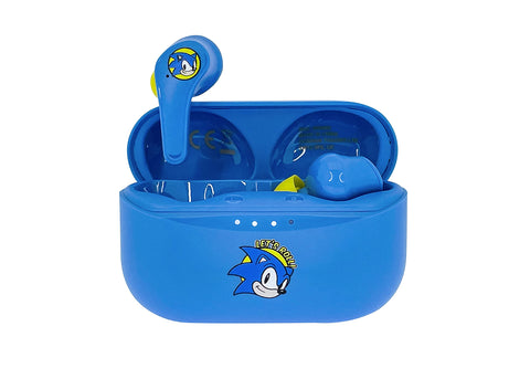 OTL Technologies - Auriculares inalámbricos Bluetooth V5.0 para niños Sonic The Hedgehog con Caja de Carga, Azul