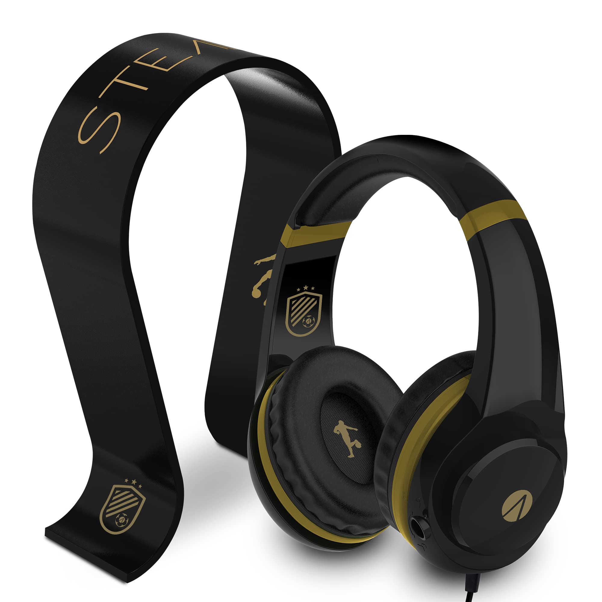 Stealth Gold Edition Gaming Over-Ear Headset con Soporte y micrófono Flexible para PC, móvil y Tableta, Xbox One, PS4, Nintendo Switch, cómodo y Duradero, Conector de Audio de 3,5 mm, Cable de 1,5 m