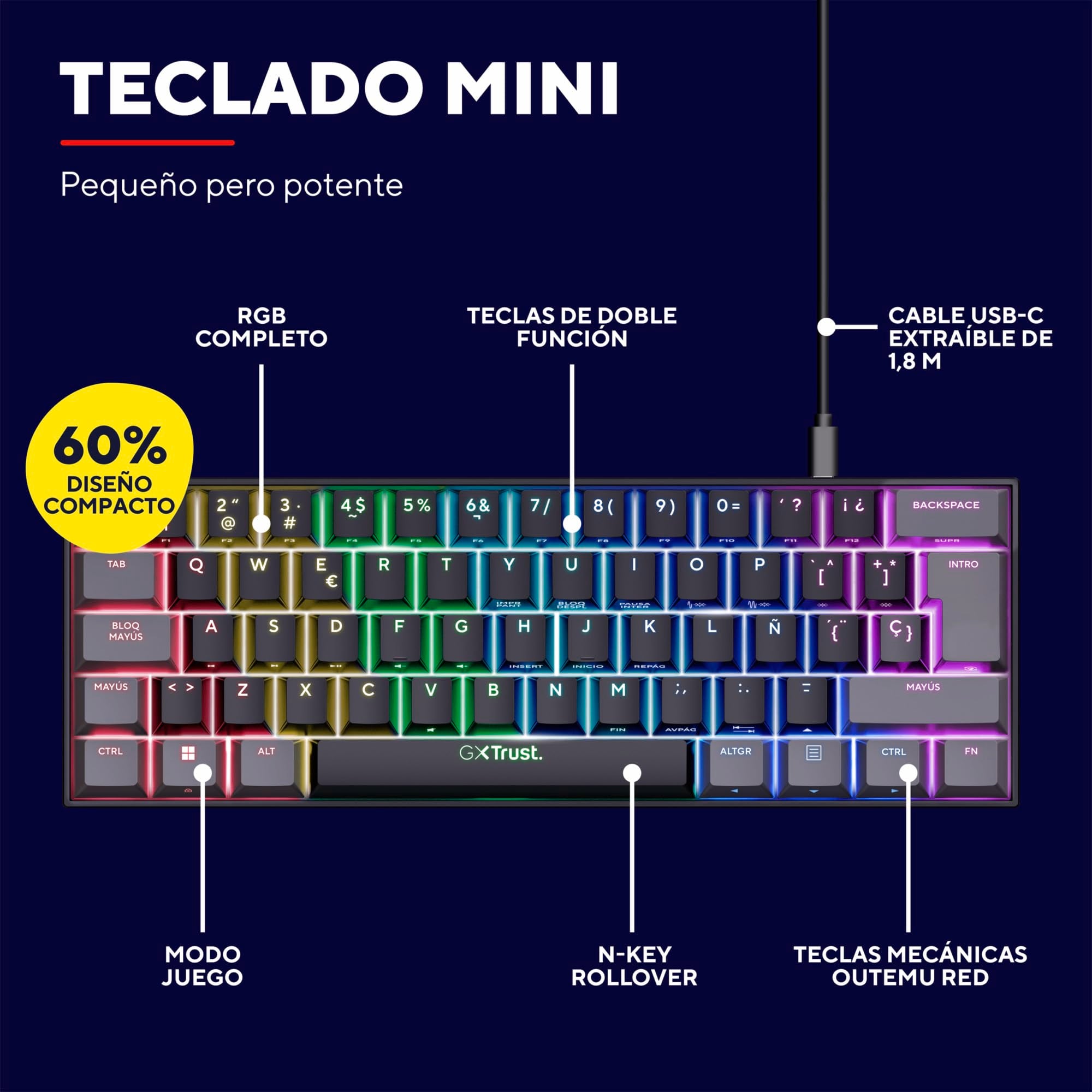 Teclado Gaming Mecánico Trust Gaming GXT 867 Acira