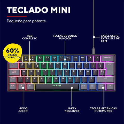 Teclado Gaming Mecánico Trust Gaming GXT 867 Acira