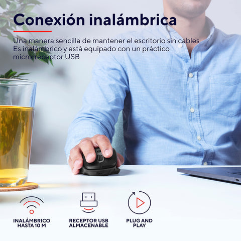 Ratón Ergonómico Inalámbrico Trust Ozaa/ Batería recargable/ Hasta 2400 DPI