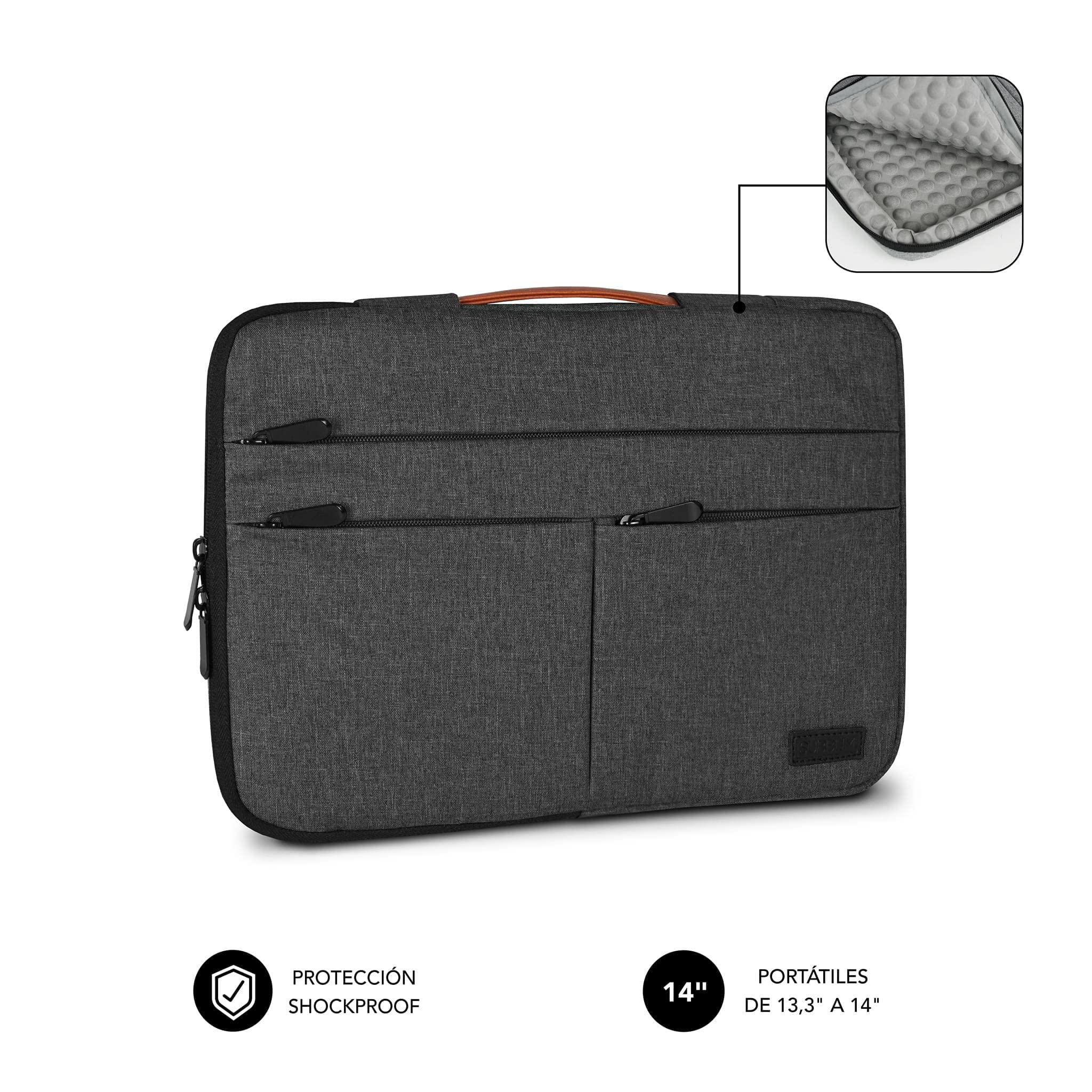 Funda Subblim Air Padding 360 Sleeve para Portátiles hasta 15.6'/ Gris Oscuro