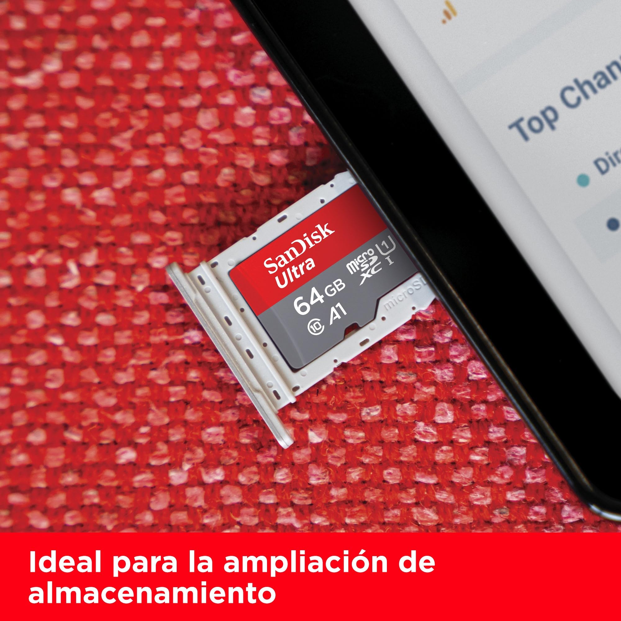 Tarjeta de Memoria SanDisk Ultra 64GB microSD XC con Adaptador/ Clase 10/ 140MBs