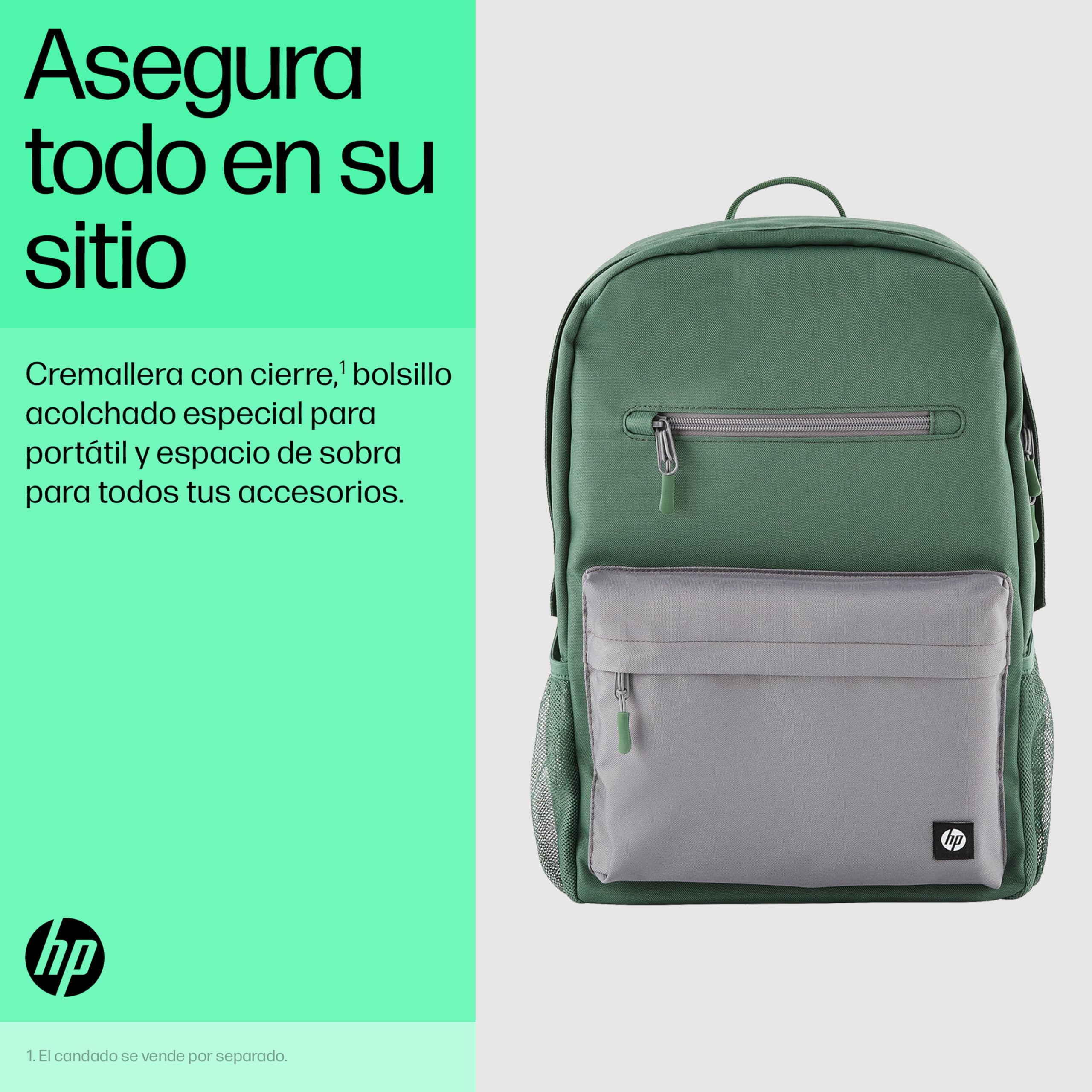 Mochila HP 7J595AA Campus para Portátiles hasta 15.6'/ Verde y Gris